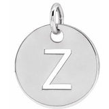 Sterling Silver Initial Z 10 mm Disc Pendant-Siddiqui Jewelers