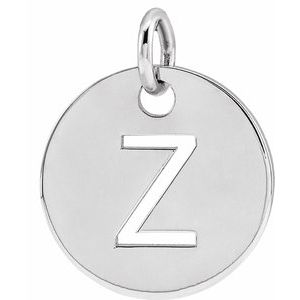 Sterling Silver Initial Z 10 mm Disc Pendant-Siddiqui Jewelers