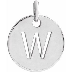 Sterling Silver Initial W 10 mm Disc Pendant-Siddiqui Jewelers