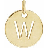 18K Yellow Gold-Plated Sterling Silver Initial W 10 mm Disc Pendant-Siddiqui Jewelers