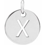 Sterling Silver Initial X 10 mm Disc Pendant-Siddiqui Jewelers
