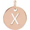 18K Rose Gold-Plated Sterling Silver Initial X 10 mm Disc Pendant-Siddiqui Jewelers