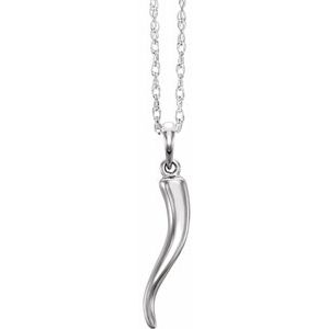 Sterling Silver 25.75 x 5.3 mm Italian Horn 16-18" Necklace - Siddiqui Jewelers