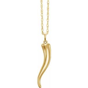 14K Yellow 31.5 x 5.9 mm Italian Horn 16-18" Necklace - Siddiqui Jewelers