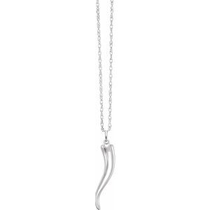 Sterling Silver 21.75 x 4.2 mm Italian Horn 16-18" Necklace - Siddiqui Jewelers