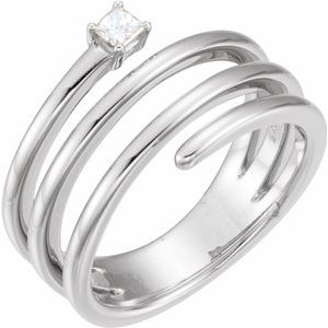 14K White 1/10 CTW Diamond Freeform Ring - Siddiqui Jewelers