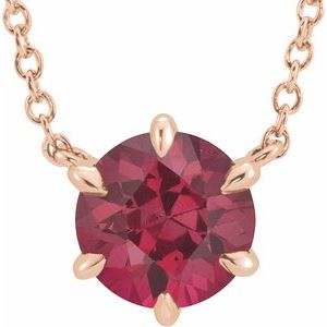 14K Rose Ruby Solitaire 16" Necklace - Siddiqui Jewelers