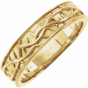 14K Yellow 6 mm Thorn Design Band Size 10 - Siddiqui Jewelers