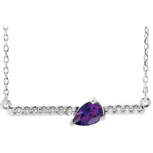 14K White Amethyst & 1/10 CTW Diamond 16" Necklace - Siddiqui Jewelers