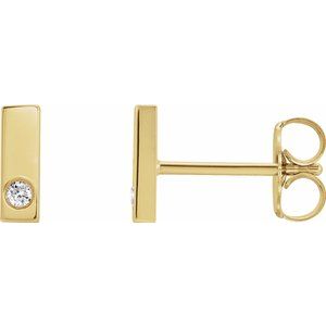 14K Yellow .03 CTW Diamond Bar Earring - Siddiqui Jewelers