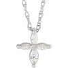 14K White 1/6 CTW Diamond Marquise Cross 18" Necklace - Siddiqui Jewelers