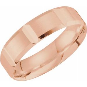 14K Rose 6 mm Grooved Beveled Edge Band Size 11 - Siddiqui Jewelers