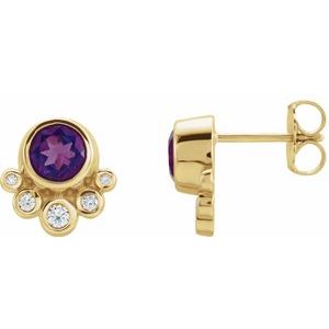 14K Yellow Amethyst & 1/8 CTW Diamond Earrings - Siddiqui Jewelers