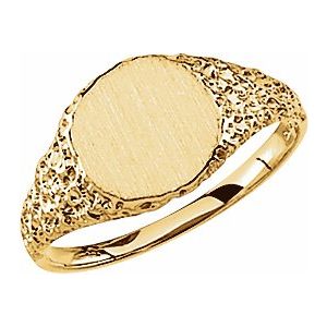 14K Yellow 9 mm Round Signet Ring - Siddiqui Jewelers