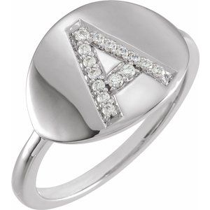 14K White Initial A 1/10 CTW Diamond Ring-Siddiqui Jewelers