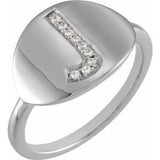 14K White Initial J .05 CTW Diamond Ring-Siddiqui Jewelers