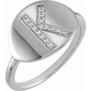 14K White Initial K 1/10 CTW Diamond Ring-Siddiqui Jewelers