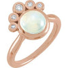 14K Rose Rainbow Moonstone & 1/8 CTW Diamond Ring - Siddiqui Jewelers