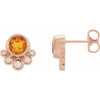 14K Rose Citrine & 1/8 CTW Diamond Earrings - Siddiqui Jewelers