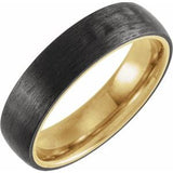 18K Yellow Gold PVD Titanium & Carbon Fiber 6 mm Half Round Band Size 13 - Siddiqui Jewelers