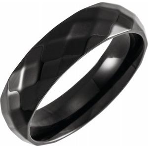 Black PVD Titanium 6 mm Faceted Band Size 8 - Siddiqui Jewelers