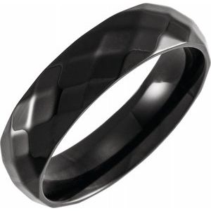 Black PVD Titanium 6 mm Faceted Band Size 7.5 - Siddiqui Jewelers