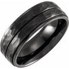 Black Titanium 8 mm Grooved Flat Edge Band Size 11 - Siddiqui Jewelers