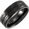Black Titanium 8 mm Grooved Flat Edge Band Size 11.5 - Siddiqui Jewelers