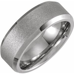 White PVD Tungsten 8 mm Beveled-Edge Band Size 9 with Ice Finish - Siddiqui Jewelers