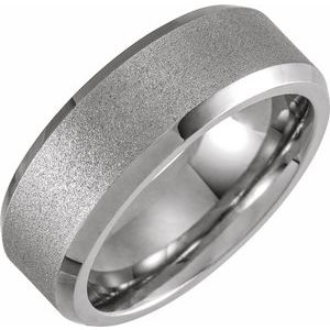 Tungsten 8 mm Beveled-Edge Band Size 12 with Ice Finish - Siddiqui Jewelers