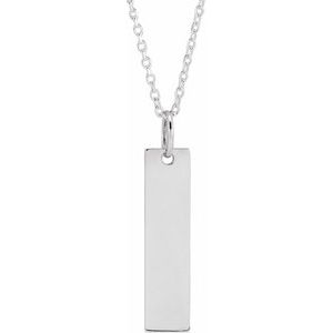 14K White 20x5 mm Bar 16-18" Necklace - Siddiqui Jewelers