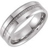 Tungsten 8 mm Beveled-Edge Band with Imitation Meteorite Inlay Size 11.5 - Siddiqui Jewelers