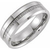 Tungsten 8 mm Beveled-Edge Band with Imitation Meteorite Inlay Size 7 - Siddiqui Jewelers