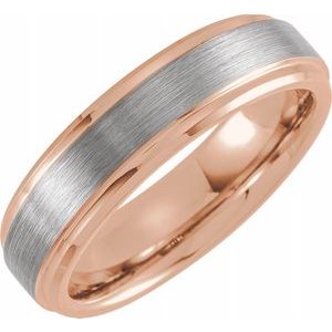 18K Rose Gold PVD Tungsten 6 mm Beveled-Edge Band Size 10.5 with Satin Finish - Siddiqui Jewelers