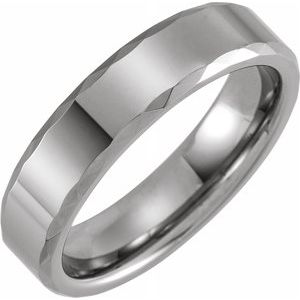 Tungsten 6 mm Faceted Beveled-Edge Band Size 11.5 - Siddiqui Jewelers