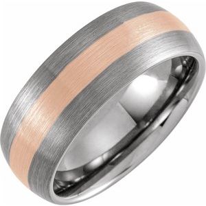 18K Rose Gold PVD Tungsten 8 mm Half Round Band Size 10.5 - Siddiqui Jewelers
