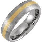 Tungsten & 18K Yellow Gold PVD 6 mm Domed Band Size 10.5 - Siddiqui Jewelers