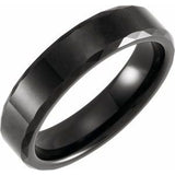 Black PVD Tungsten 6 mm Faceted Beveled-Edge Size 11.5 Band - Siddiqui Jewelers