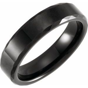 Black PVD Tungsten 6 mm Faceted Beveled-Edge Size 11.5 Band - Siddiqui Jewelers