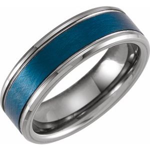Blue PVD Tungsten 7 mm Grooved Beveled-Edge Band Size 10.5 - Siddiqui Jewelers