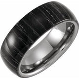 Tungsten 8 mm Domed Band with Zebra Wood Inlay Size 10.5 - Siddiqui Jewelers