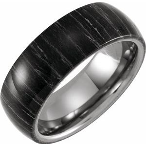 Tungsten 8 mm Domed Band with Zebra Wood Inlay Size 9.5 - Siddiqui Jewelers