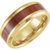 Tungsten 8 mm Beveled-Edge Band Size 10 with Walnut Wood Inlay - Siddiqui Jewelers