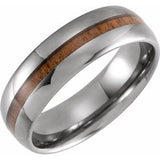 Tungsten 8 mm Domed Band with Acacia Wood Inlay Size 10 - Siddiqui Jewelers