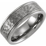 Tungsten 8 mm Grooved Band Size 10 with Hammer Finish - Siddiqui Jewelers