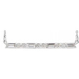 14K White 1/2 CTW Diamond Bar 16-18" Necklace - Siddiqui Jewelers