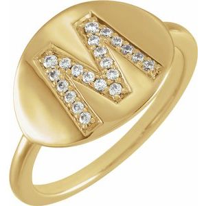 14K Yellow Initial M 1/8 CTW Diamond Ring-Siddiqui Jewelers