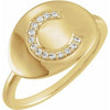 14K Yellow Initial C .08 CTW Diamond Ring-Siddiqui Jewelers