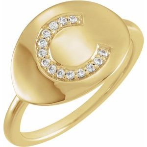 14K Yellow Initial C .08 CTW Diamond Ring-Siddiqui Jewelers