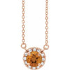 14K Rose 4 mm Natural Citrine & .05 CTW Natural Diamond 16" Necklace Siddiqui Jewelers